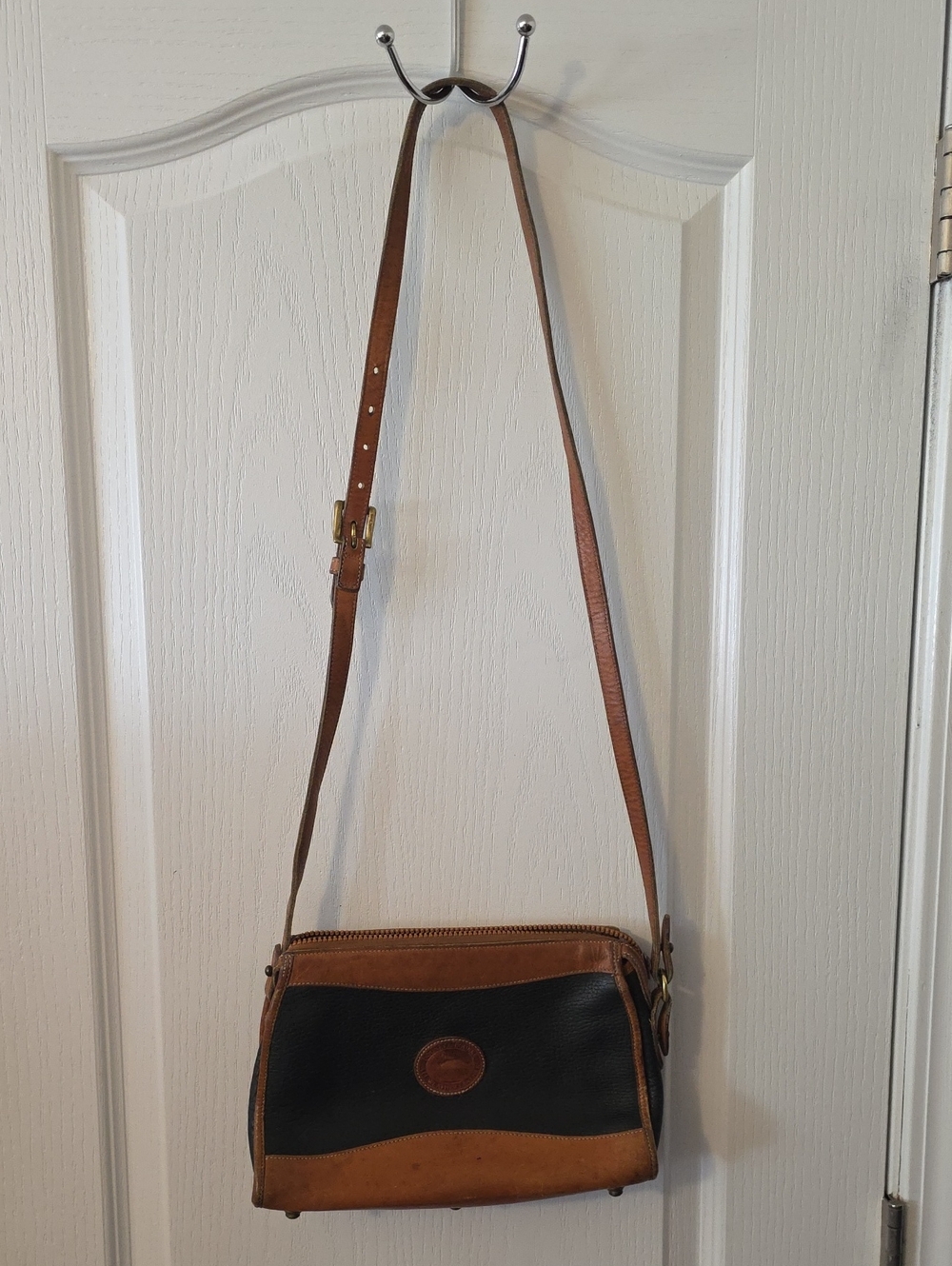 Vintage Dooney & Bourke Leather Two-Tone Brown and Black Crossbody Bag